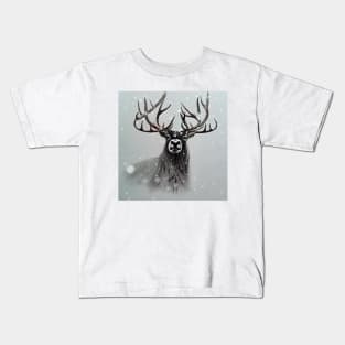 Reindeer in Snowing Winter Kids T-Shirt